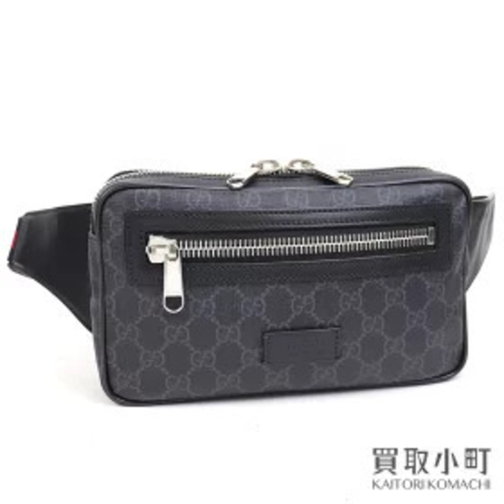 Gucci Soft GG Supreme Belt Bag Black Gray Web Hip Crossbody Plus CANVAS